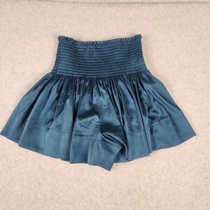 Natural‎ Life Skort Womens S Teal Blue High Waist Smocked Mini Silky Boho